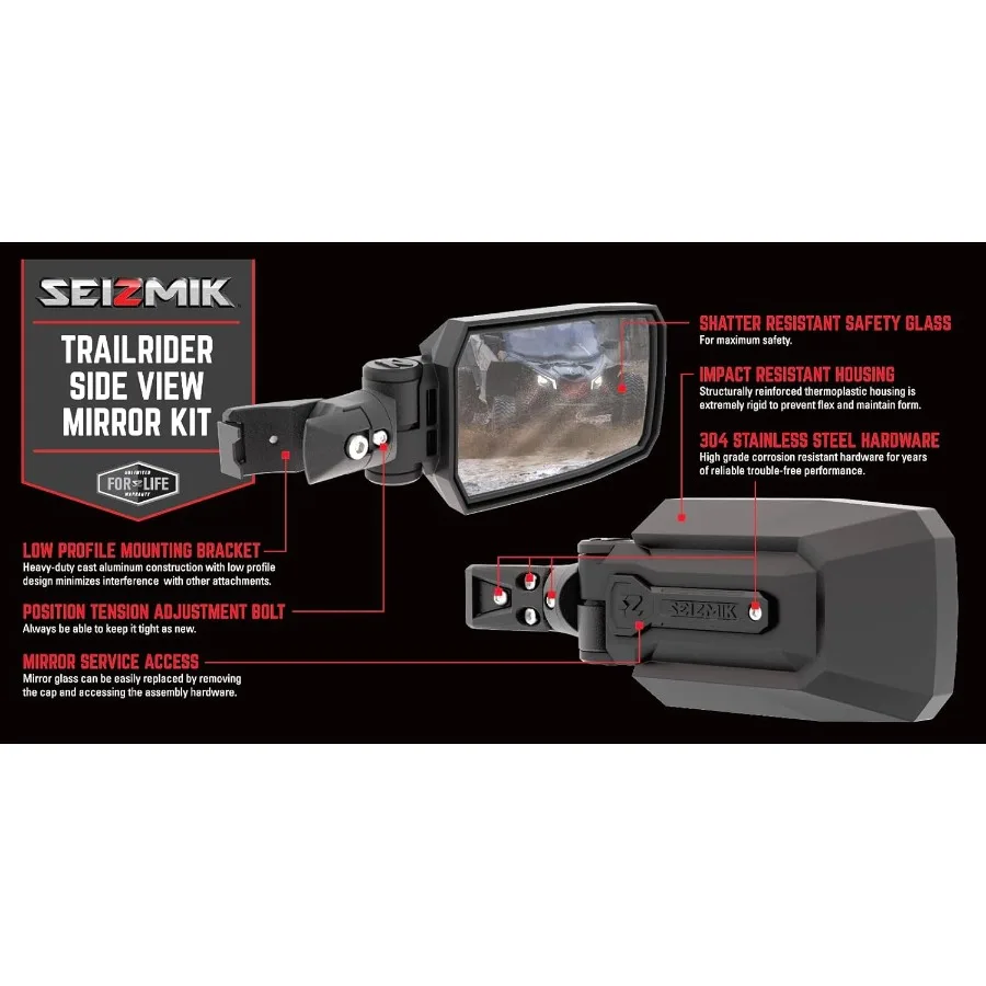 مجموعة مرآة الرؤية الجانبية Trailrider UTV مصممة لنماذج Polaris ProFit وCanAm Profiled ROPS UTV مع هيكل ABS مثالي لـ OffR #2