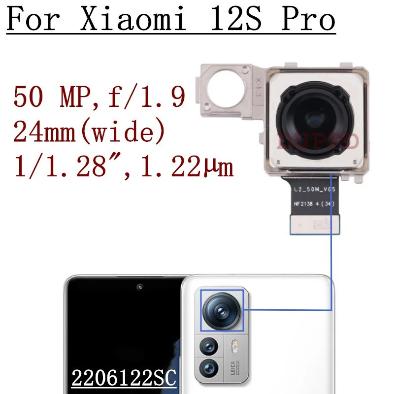 Rear Camera For Xiaomi Mi12 Mi 12 12T 12S Pro Ultra 12X Back Facing Main Backside Camera Module Flex Repair Spare Parts