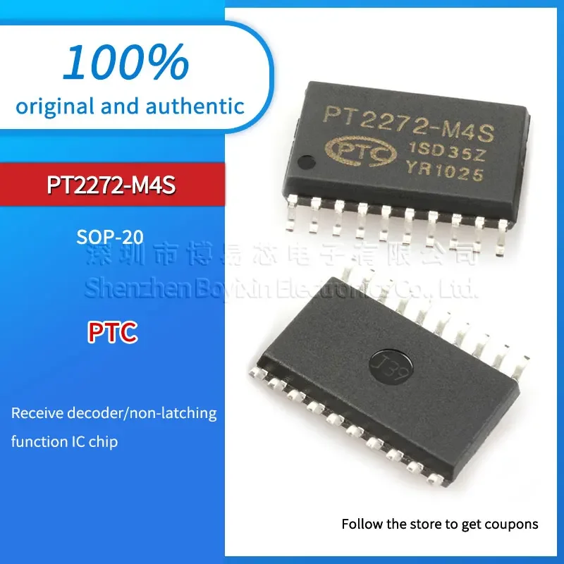 

5 pcs, original and genuine PT2272-M4S SOP-20 SC2272-M4 M4S