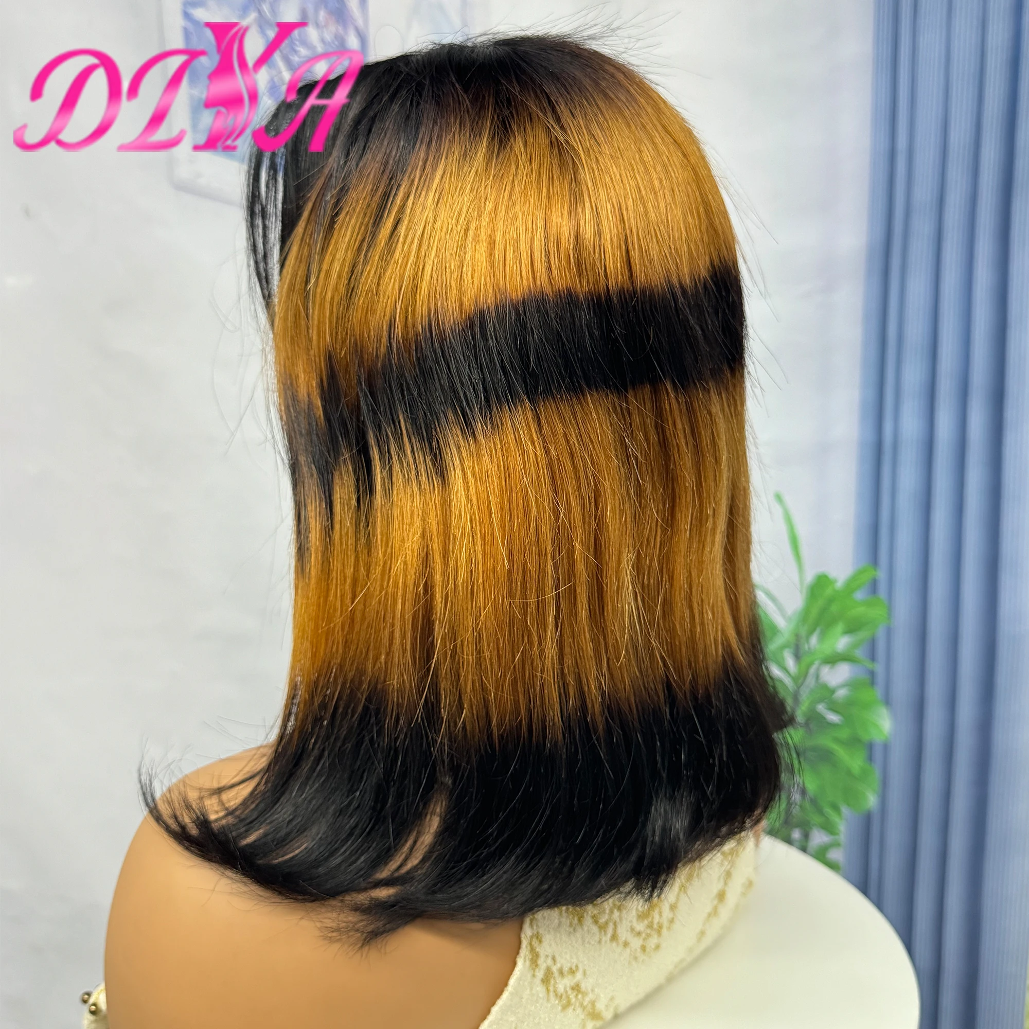 200% Density Straight Bob Human Hair Wigs 10-16 Inches Ombre Short Bob Wig 13x4 Transparent Lace Frontal Wig for Black Women