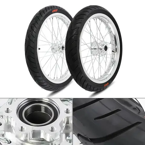 17 Inch Wheels Set for Surron Light Bee Motorcycles Supermoto Wheel Kit Silver Spoke Electric Dirt Bike Motorcycle Accessories