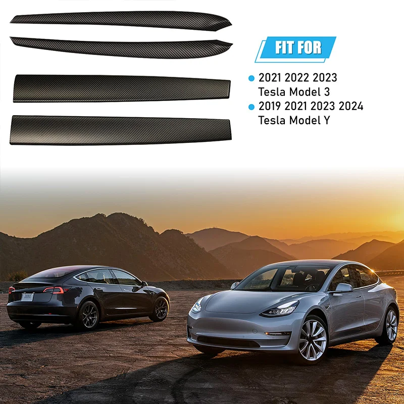 Model Y 2024 Dashboard Strip Cover and Door Trim Panel Dash Trim for Tesla Model 3 Carbon Fiber Protector Cover Car Accessories