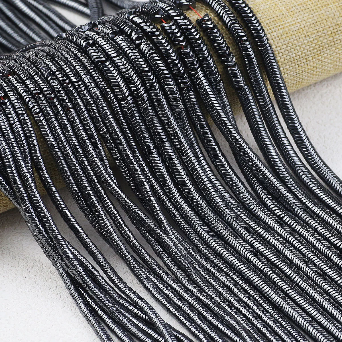 4/6mm Smooth Wave Round Hematite Black Natural Stone Spacers Loose Beads For Jewelry DIY Handmade Necklace Bracelet Accessories