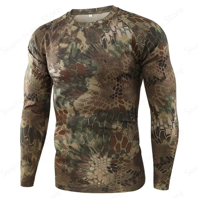 Camiseta de manga larga para hombre, camisetas gráficas con estampado de camuflaje 3d, camisetas de Fitness a la moda para hombre y mujer, camisetas