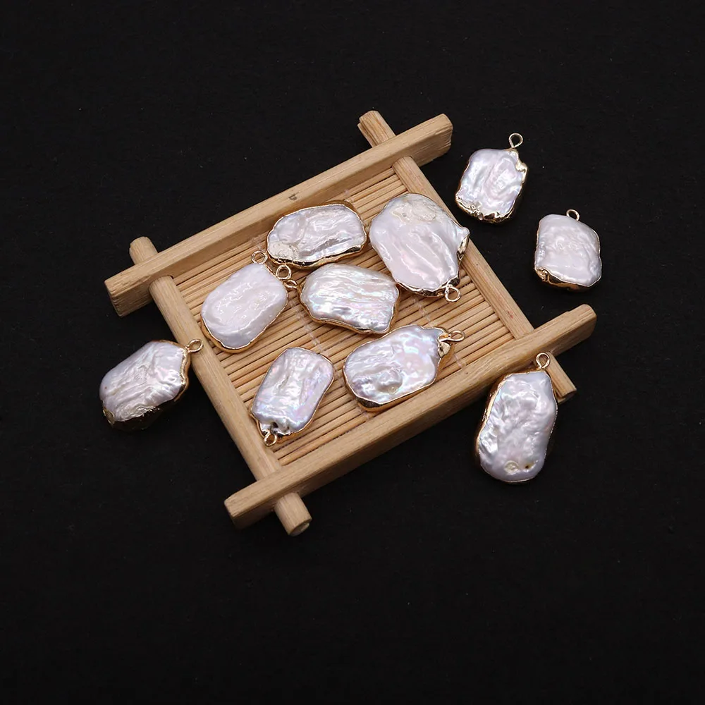 Large Square Natural Freshwater Pearl Pendants Elegant Baroque Pearls Charms for DIY Jewelry Making Necklace Earring Accessories