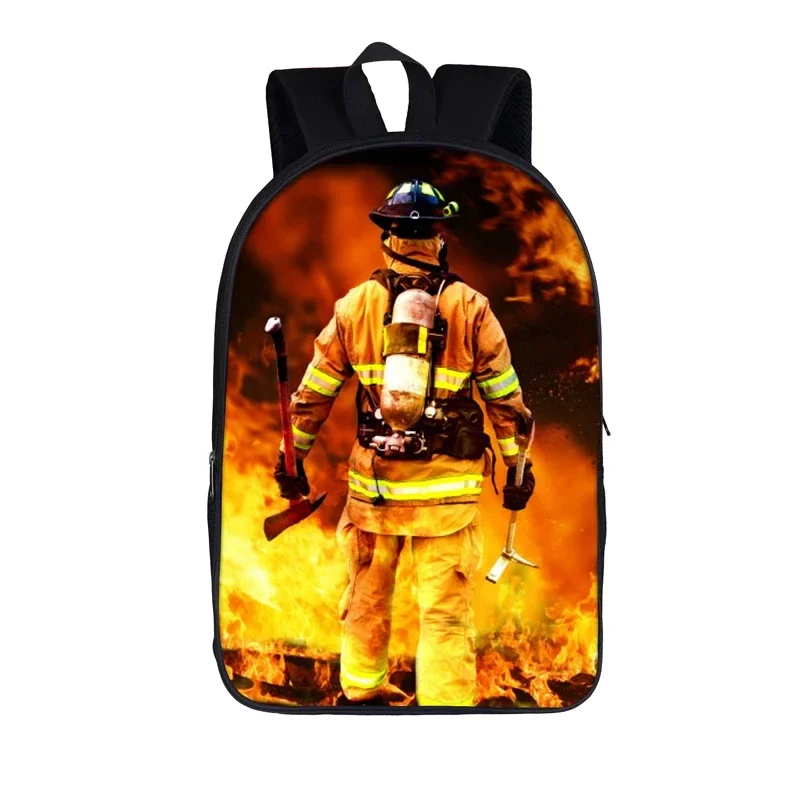 Cool Firefighter Printting Backpack Fireman and Rescue Team Laptop Schoolbags Children Rucksack Kid Book Bags Gift