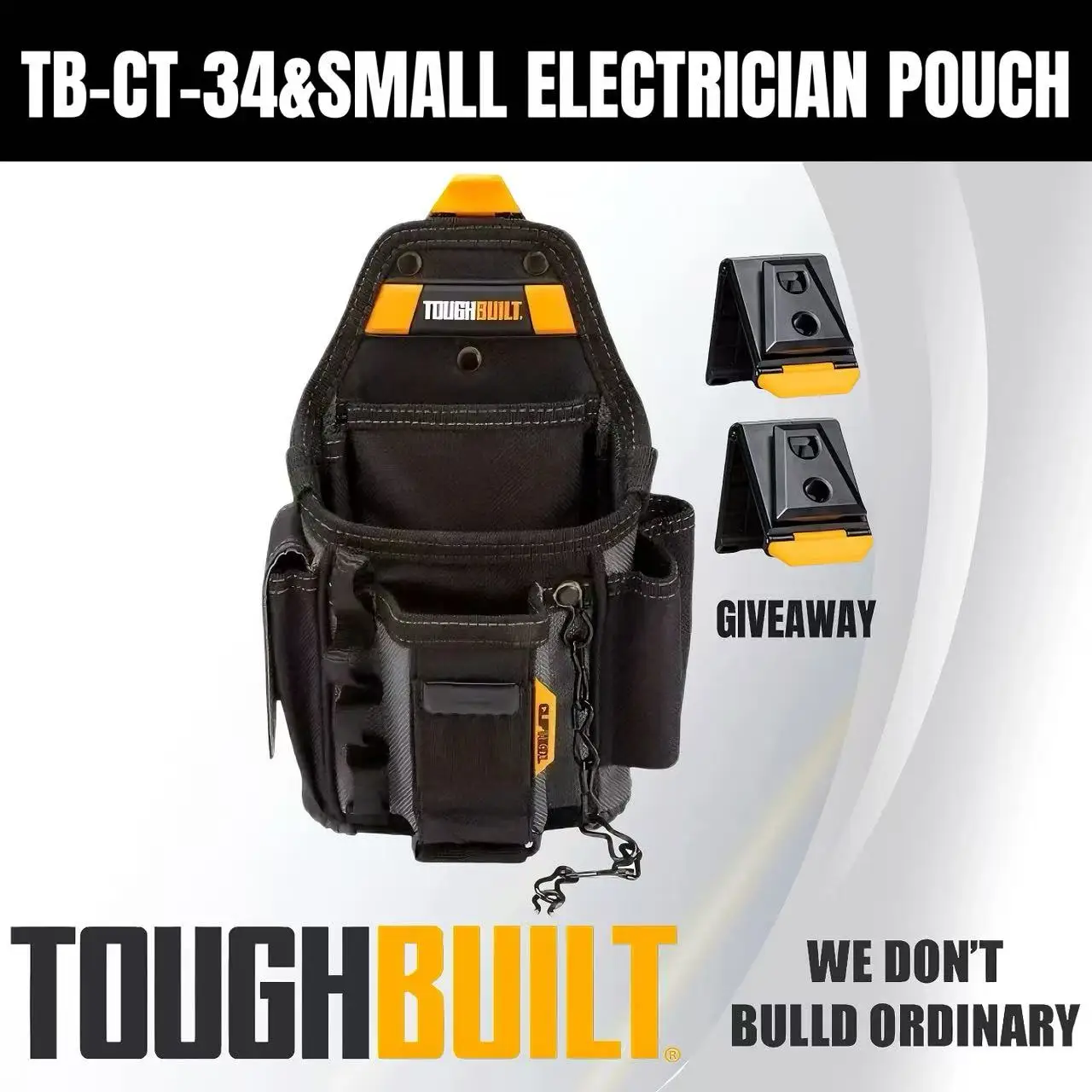 1 قطعة حقيبة كهربائي صغيرة متينة مع محور ClipTech و13 جيوب للكهربائيين المحترفين TB-CT-34