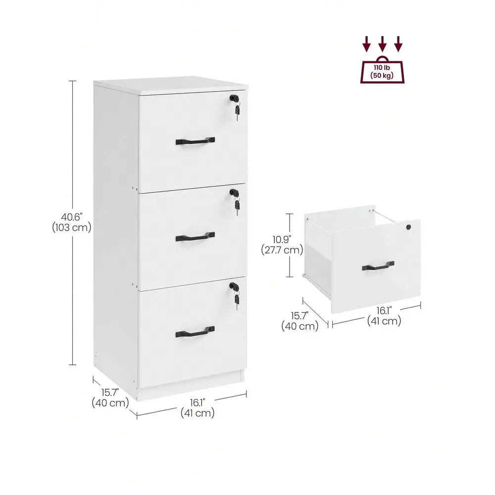 

3 Drawer File Cabinet, File Cabinet With Lock, Printer Stand, Office Filing Cabinet Organizer, For A4 And Letter Size Files