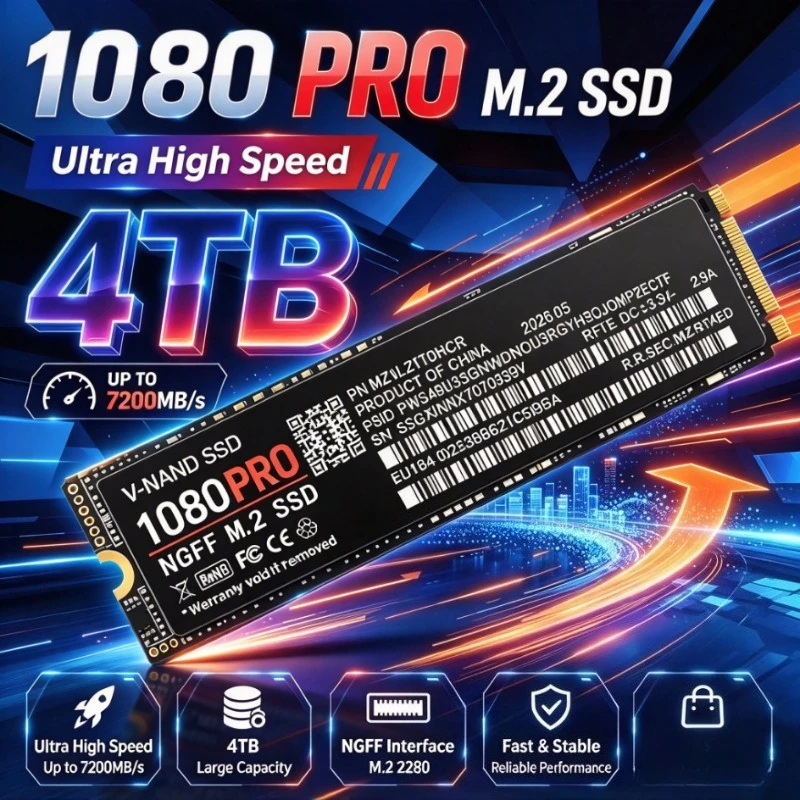 M.2 1080 PRO SSD NGFF 500GB 1TB 2TB 4TB SSD M.2 2280 PCIe4.0 NGFF SSD Internal Solid State Drive Disk for Laptop Desktop