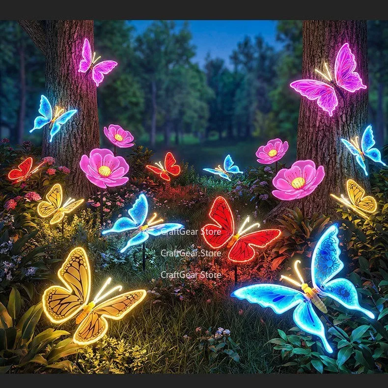 butterfly waterproof  supply accessories luminous iridescent scene new stage decoration metal wrought