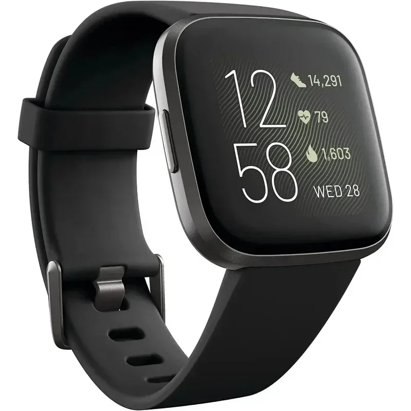 Fitbit Versa 2 Health and Fitness Smartwatch with Heart Rate, Music, Alexa Built-In, Sleep and Swim Tracking, Black/Carbon