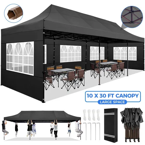 

10x30'Heavy Duty Pop Up Canopy Commercial Tent Waterproof Gazebo Outdoor Party