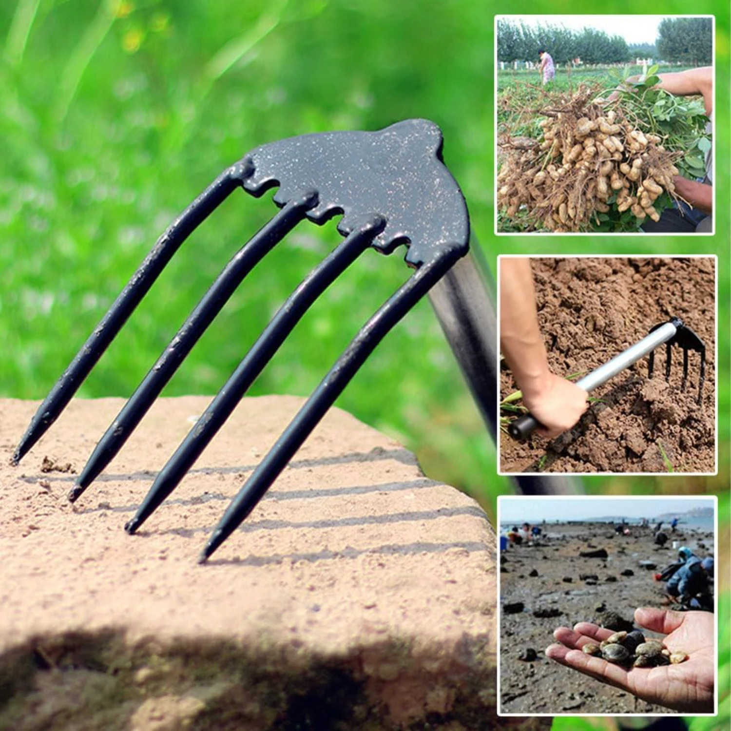 

Superior, efficient long-handled weed puller tool with three sharp teeth for vegetable gardening - perfect for all your weeding