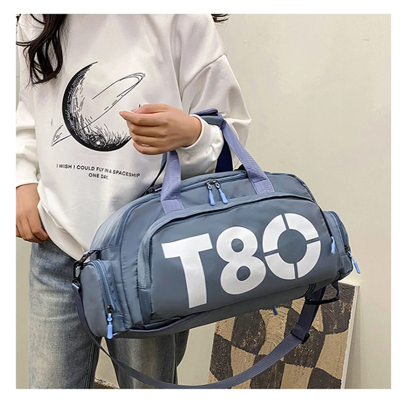 Mochila deportiva de gimnasio T80 para hombre y mujer, bolso de mano para Fitness, viaje al aire libre, zapatos de Yoga, bandolera de hombro, bolsa