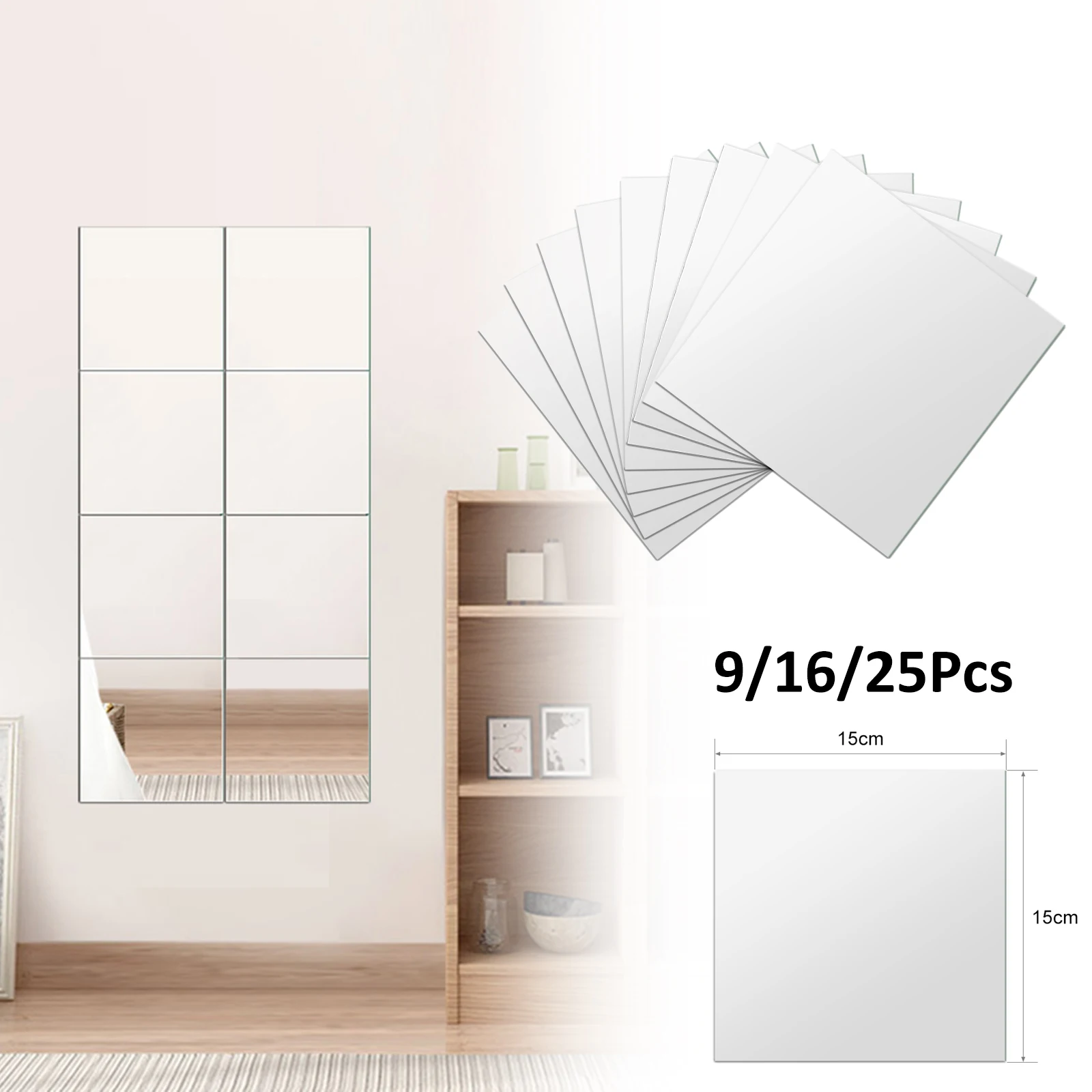 

9/16/25Pcs 3D Mirror Wall Stickers Self-adhesive Mirror Stickers Thicken 1mm Flexible DIY Art Acrylic Mirror Living Room Decorat
