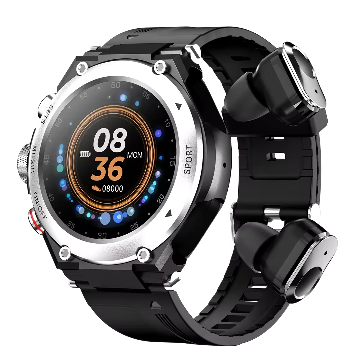 2021 BT Call Function GPS Fiess Bracelet Music Reloj Smart Watch With HeadpHone TWS EarphonE Wireless Earbud 2 In 1 Smartwatch