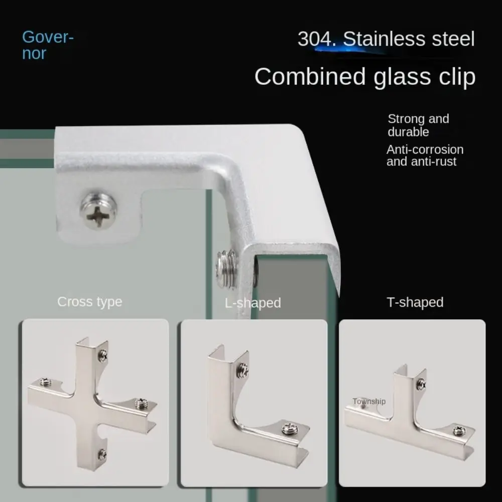 New Aluminum Alloy Angle Corner Code Reinforcement L-type Fixing Clip Rustproof Hardware Glass Clip Glass