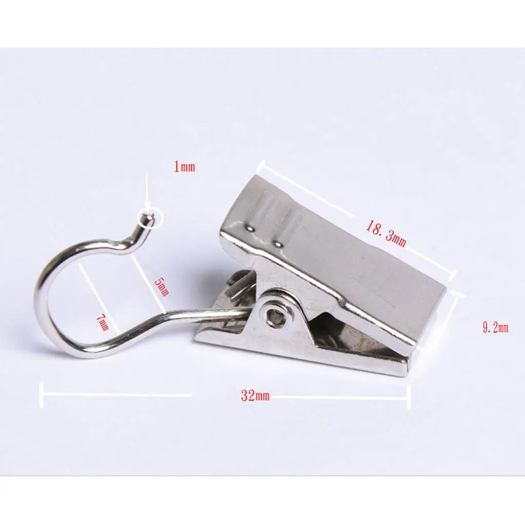 

Durable Metal Curtain Clips with Hook Rustproof Track Hanger Pegs Pin Clamps for Bed Canopy Laundry Room
