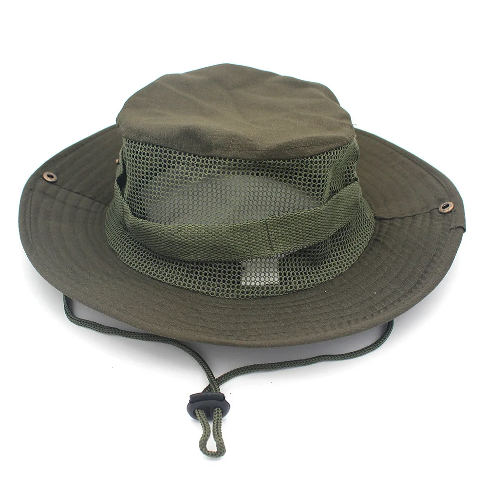 Safari Man Hat Bonnie Jungle Caps Vented Bucket Fishing Women Outdoor Fisherman Camouflage Army Hat Hunt Mesh Camo Bob