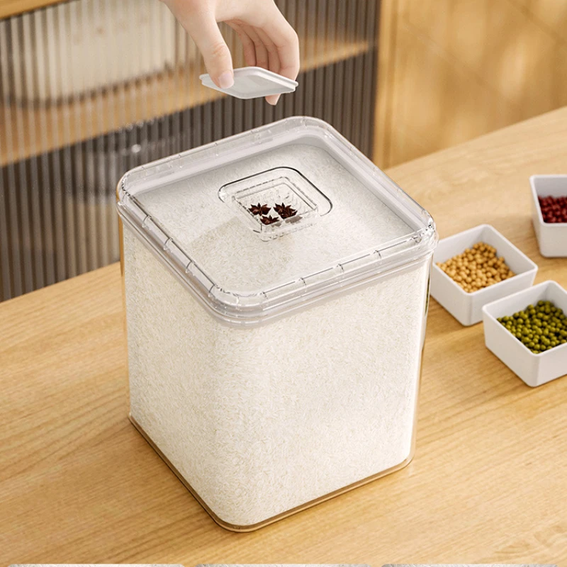 5kg Airtight Cereal Storage Container Moistureproof Insect Proof Rice Bucket Food Storage Box Plastic Transparent Sealed Tank