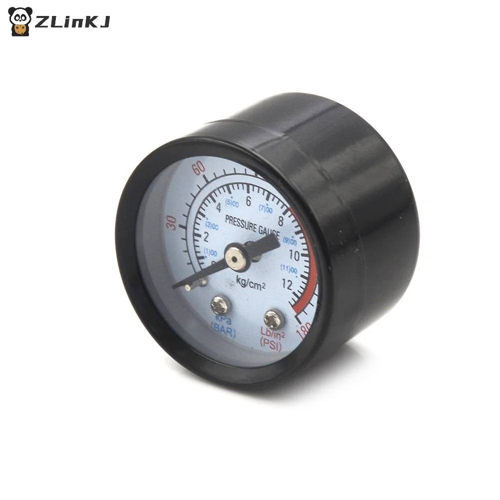 ▶1 peça 10mm medidor de pressão da bomba de ar a gás rosca 1/8 "rosca bsp 0-180 psi 0-12 manômetro escala dupla para ferro compressor de ar