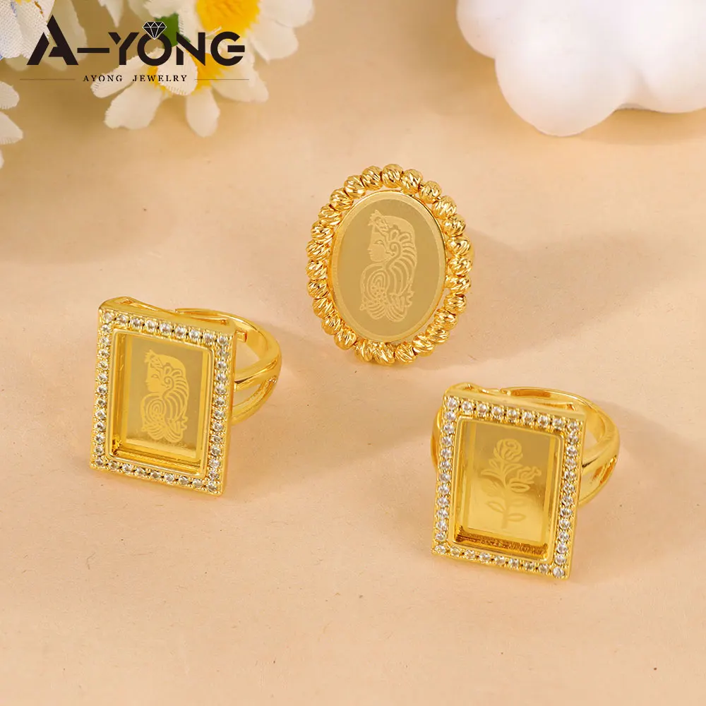 Arabische Braut-Hochzeitsringe 21k Vergoldet Dubai Mode Verlobungsring Türkischer Vintage Alltagsschmuck für Frauen – Detail 6
