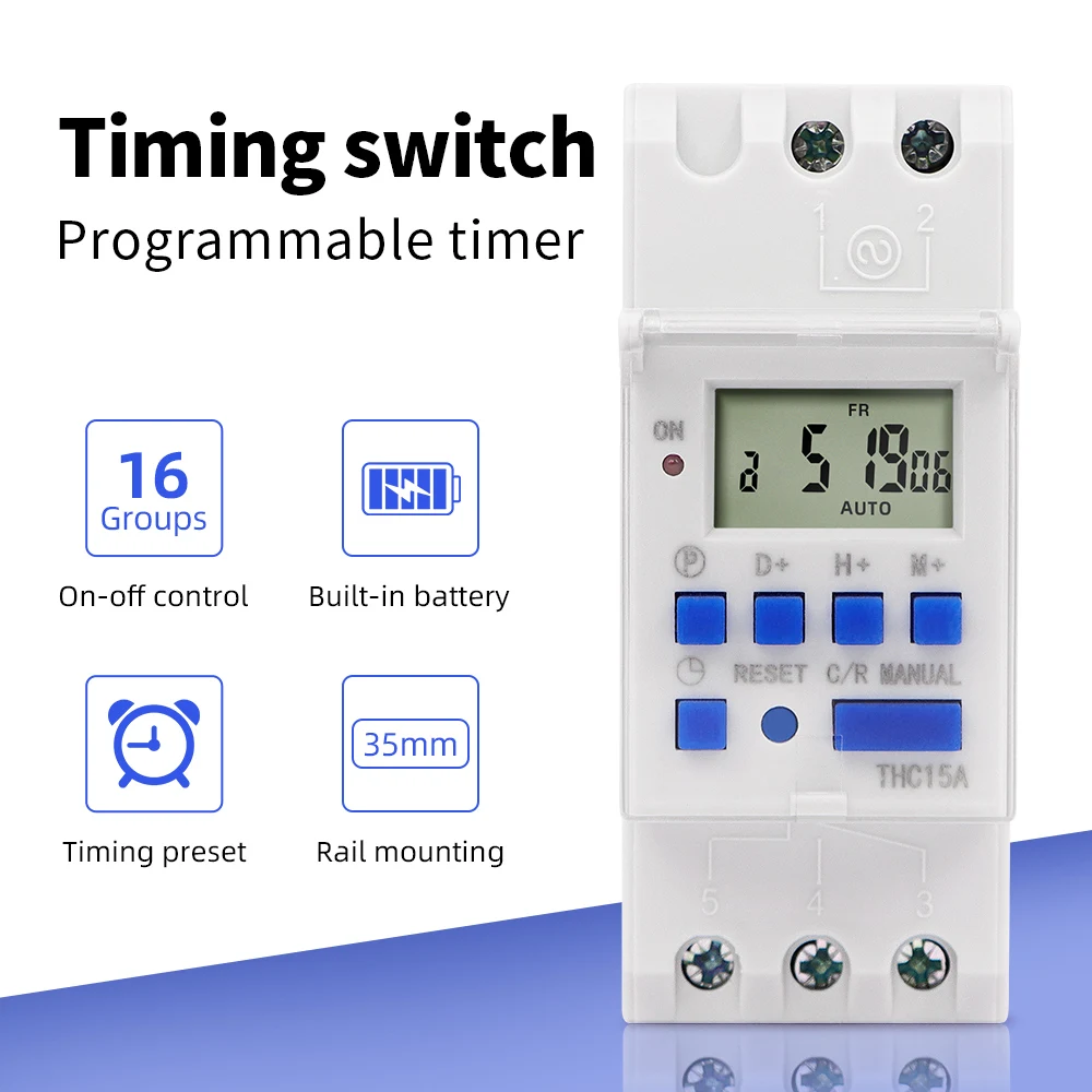 Digital Timer Switch 7 Days Weekly Automatic Timer Programmable Relay Timing Control High Load 220V 25/30A Power Outage Memory