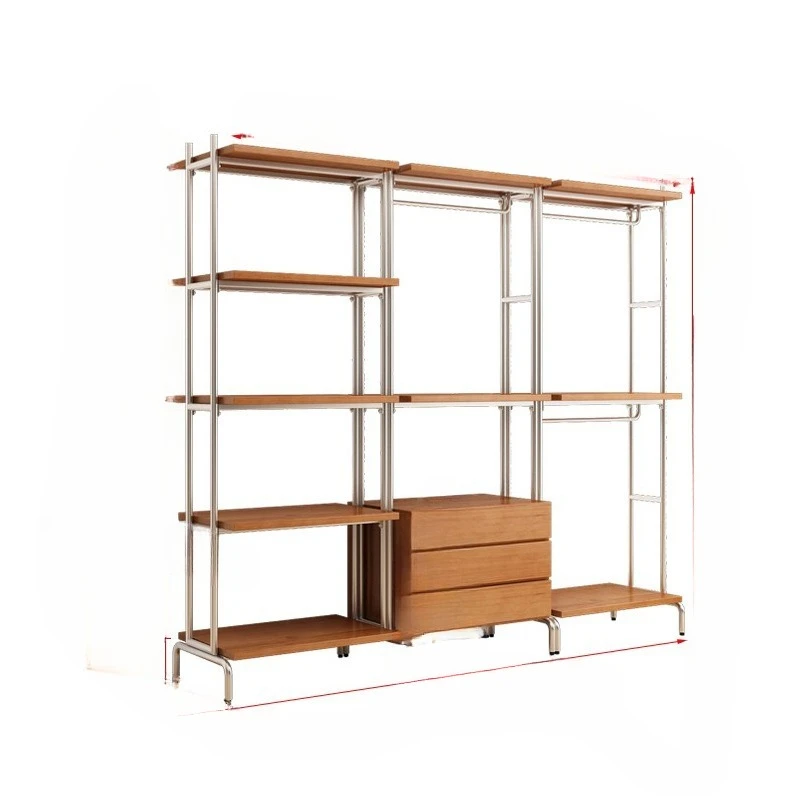 

Открытый гардеробный шкаф из кованого железа, напольная вешалка от пола до потолка, настенный шкаф для спальни, металлическая стойка для хранения вещей в стиле лофт