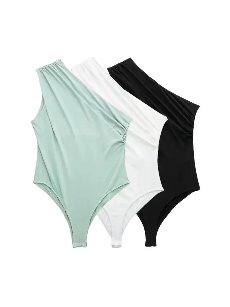 

Женские асимметричные боди Smvp с рюшами, на одно плечо, с широкими бретелями, на кнопках, женские комбинезоны, сексуальная мода, для женщин