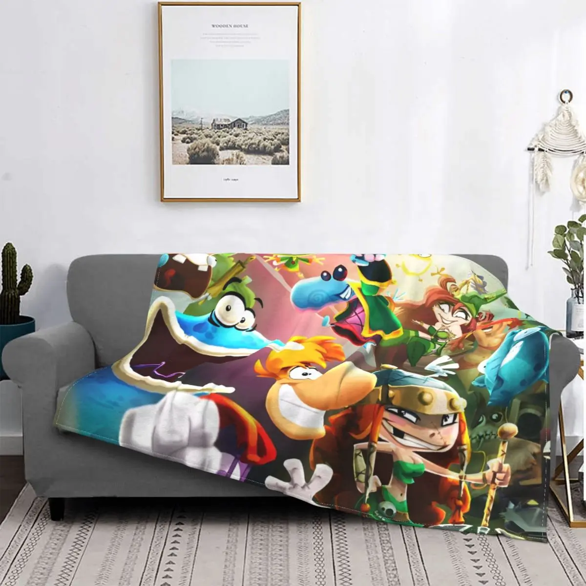 Rayman مغامرة لعبة الكرتون بطانية محبوكة مضحك الفن الفانيلا رمي بطانية السفر المطبوعة لينة الدافئة متعددة الوظائف البساط قطعة #1