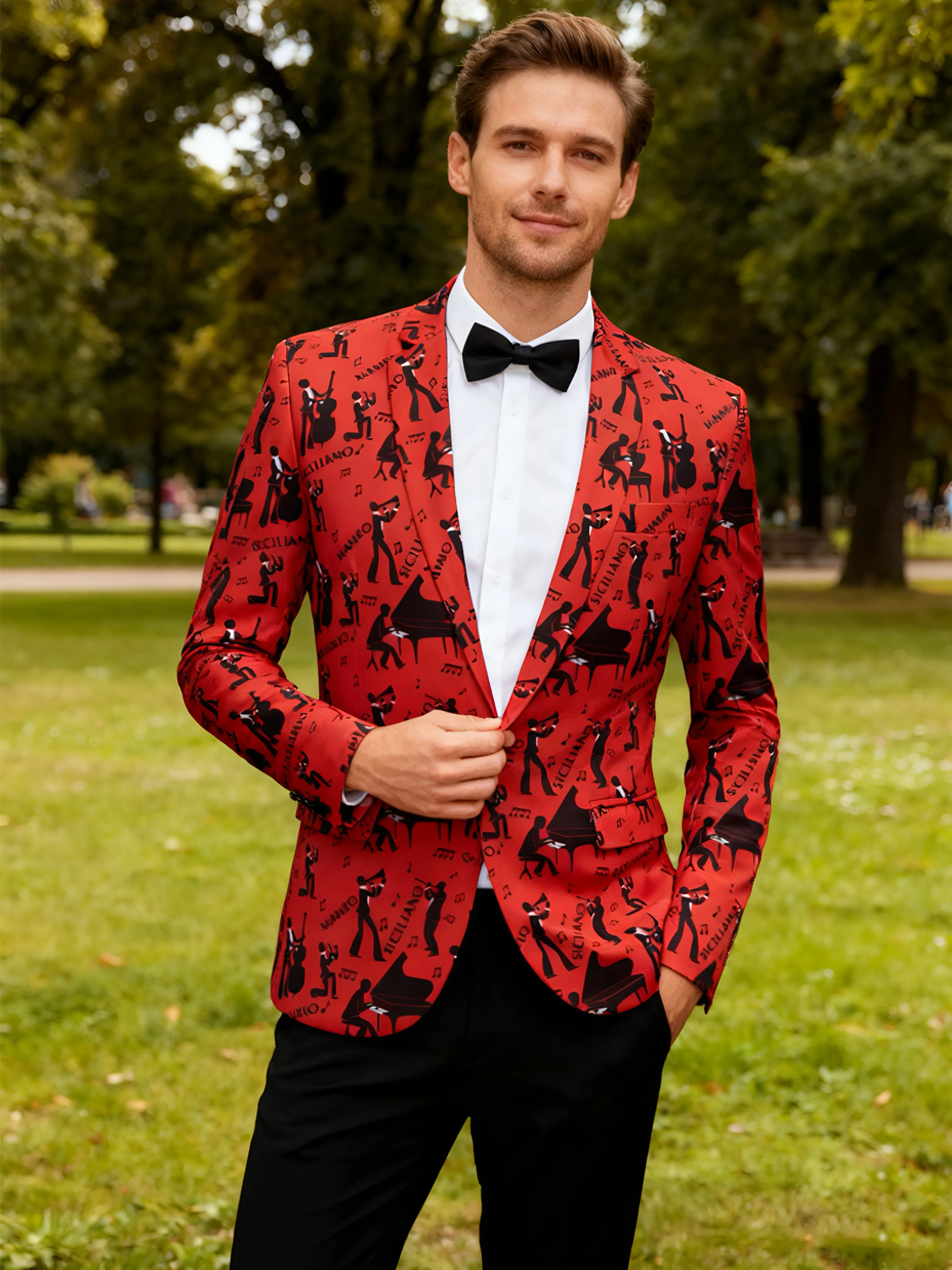 

Men's sports jacket, printed suit jacket, 1 slim fit flower pattern evening dress, sports jacket suitable for weddings, parties