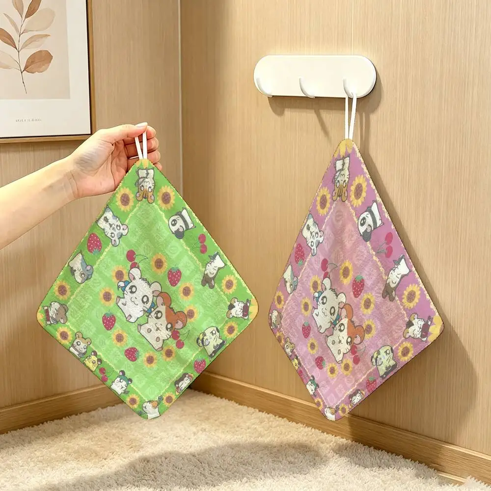 Cartoon Cute Hamtaro Household  Anime Polyester Hanging Kitchen Hand Towel Durable Wear Resistant  Versatile Use Throughout Home