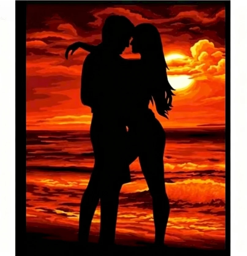 DIY Digital Painting Paint By Numbers Romantic Couple Handpainted Painting Art Picture Artcraft on Canvas Unique Gift