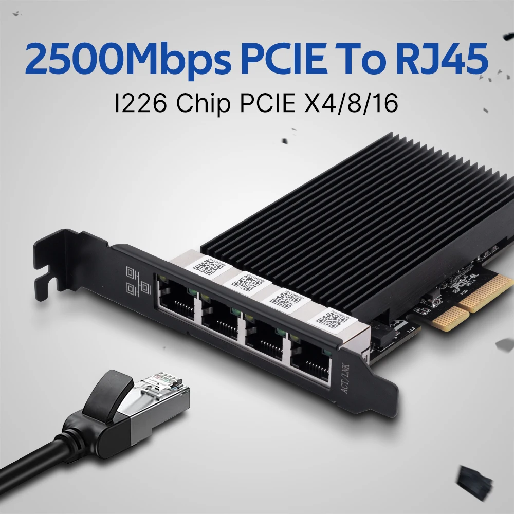 

2,5G Base-T PCIE к RJ45 LAN адаптер I226 2500/1000/100 Мбит/с PCI Express гигабитная Ethernet-карта поддержка для Win10/11/Linux