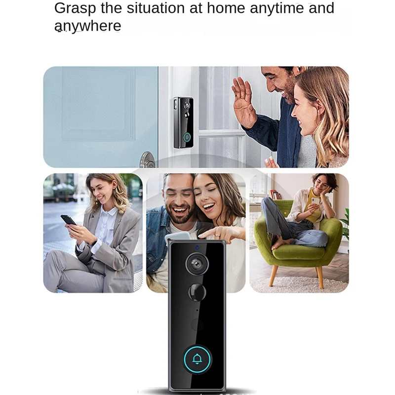 ABJF-Doorbell Camera Wireless Outdoor With Chime,180° Head-To-Toe View, 2K Video Doorbell No Subscription,Tuya 2.4Ghz Wifi
