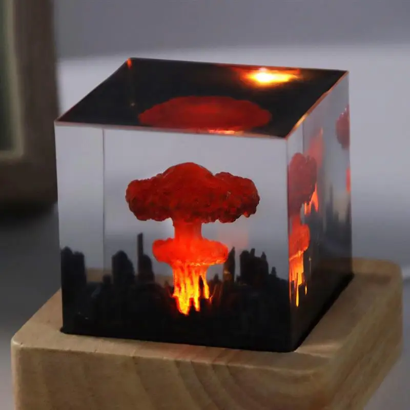 Nuclear Explosion Bomb Mushroom Cloud Lamp Atomic Explosion Night Lamp For Living Room Decor 3D Night Light Rechargeable Gift