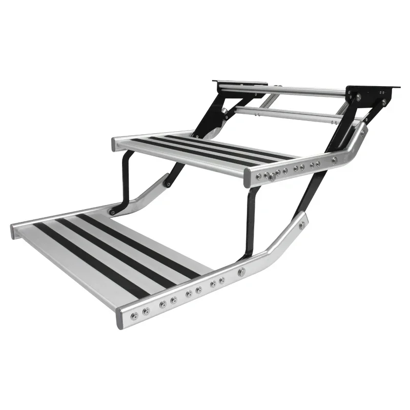 

{ HEYRV } Anti-slip High Strength Manual Pull Out Steps Aluminum Motorhome Accessories Double Caravan Step