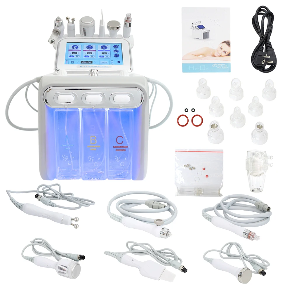 Upgrade H2O2 Water Oxygen Facial Machine Hydra Aqua Deep Cleaning Skin Care 6 in 1 Device Jet Peel Hydrodermabrasion Spa Tools