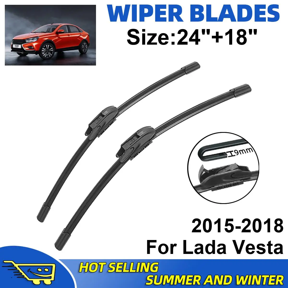 

2PCS Wiper Blades Set Kit For Lada Vesta 2015-2018 Front Windshield Brushes Windscreen Window Accessories