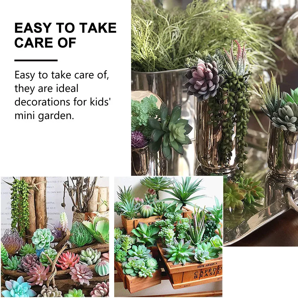 

16pcs Lifelike Succulent Plants Artificial Green Fake Plant Decorations ' Mini Garden Creative Wall Decor Micro Landscape