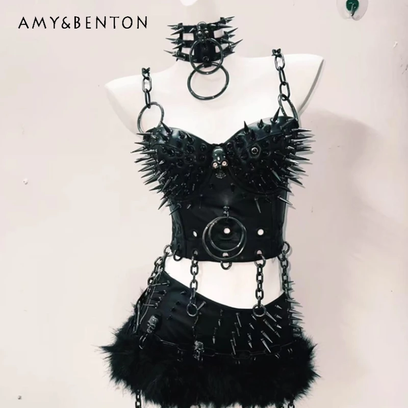 

Original Design Punk Heavy Metal Necklace Women's Sling European American Fluffy Edge Chain Sexy Sweet Cool Skirts Suit Ladies