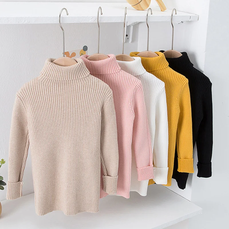 Autum New Baby Boys Girls Sweaters Turtleneck Solid Baby Kids Sweaters Soft Warm Long Sleeve Turtleneck Winter Sweaters Knitwear