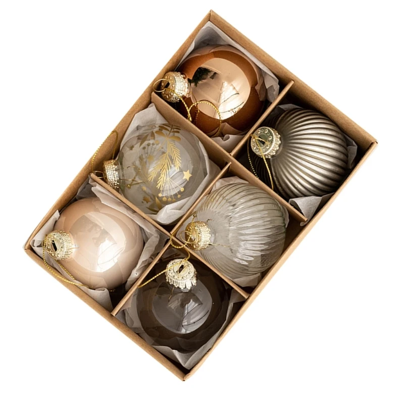 6pcs Glass Christmas Balls Ornament Bauble Festive Party Decor 6cm Diameter Drop shipping