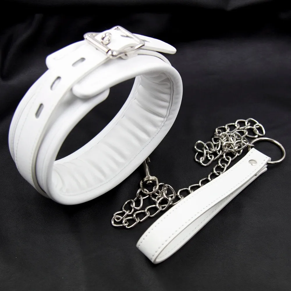 Bdsm Bondage Collar Leather And Iron Chain Link Metal Hole Slave Collars For Women Sex Toys For Couples Sex Restraints view 6
