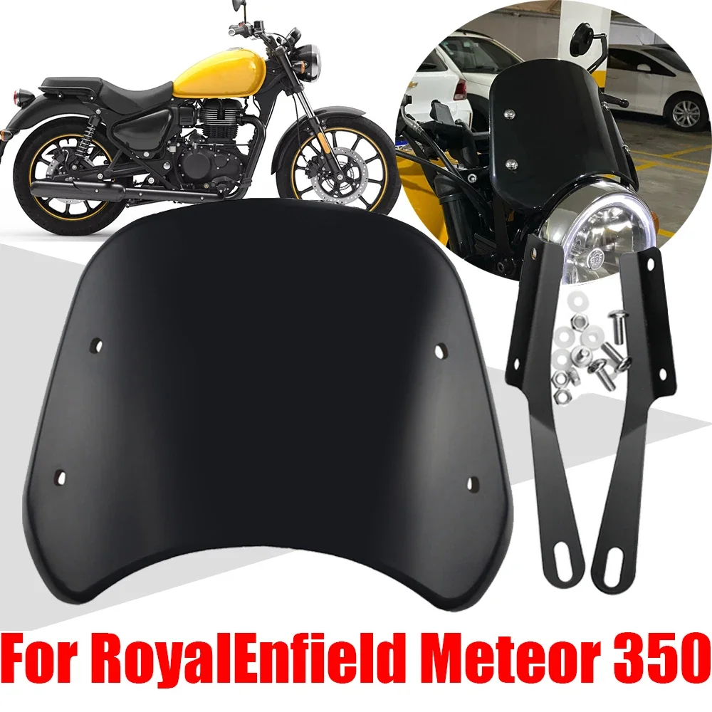 For RoyalEnfield Royal Enfield Meteor 350 Motorcycle Accessories Retro Windscreen Windshield Wind Screen Deflector Cover Guard