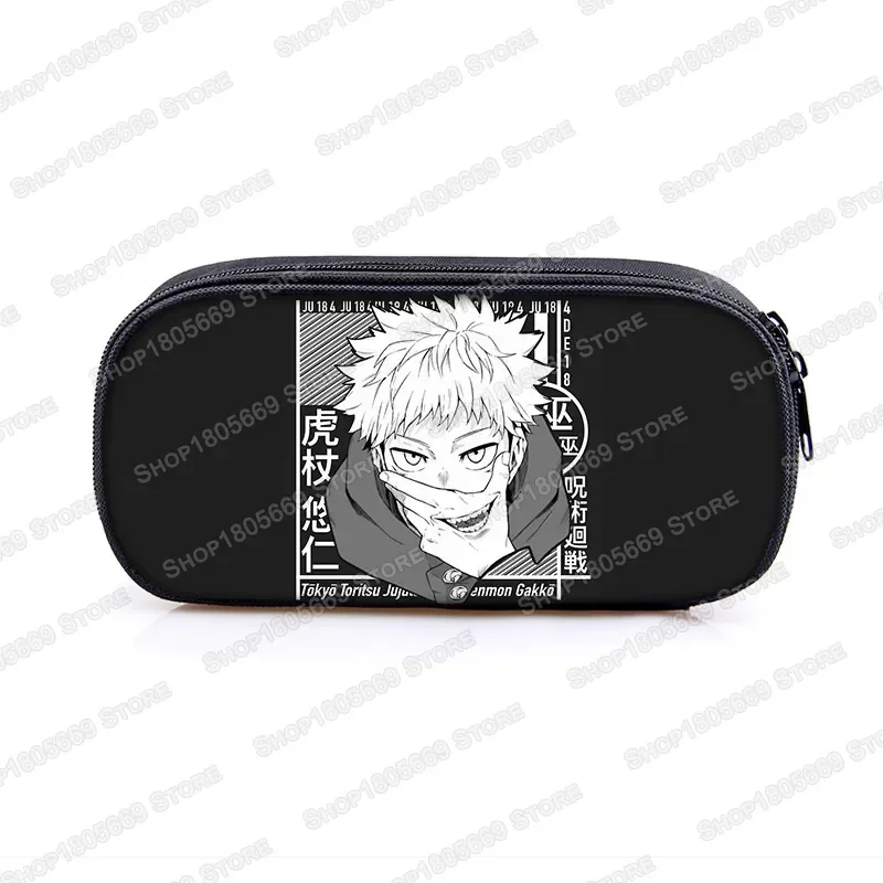 Japanese Anime Jujutsu Kaisen Cosmetic Case Pencil Bags Gojo Satoru Tops Yuji Itadori Stationary School Bag Teenager Pencil Box