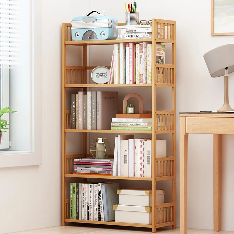 AOLIVIYA Bamboo Bookcase Display Shelves Storage Rack Organizer Study Office Kids Stand