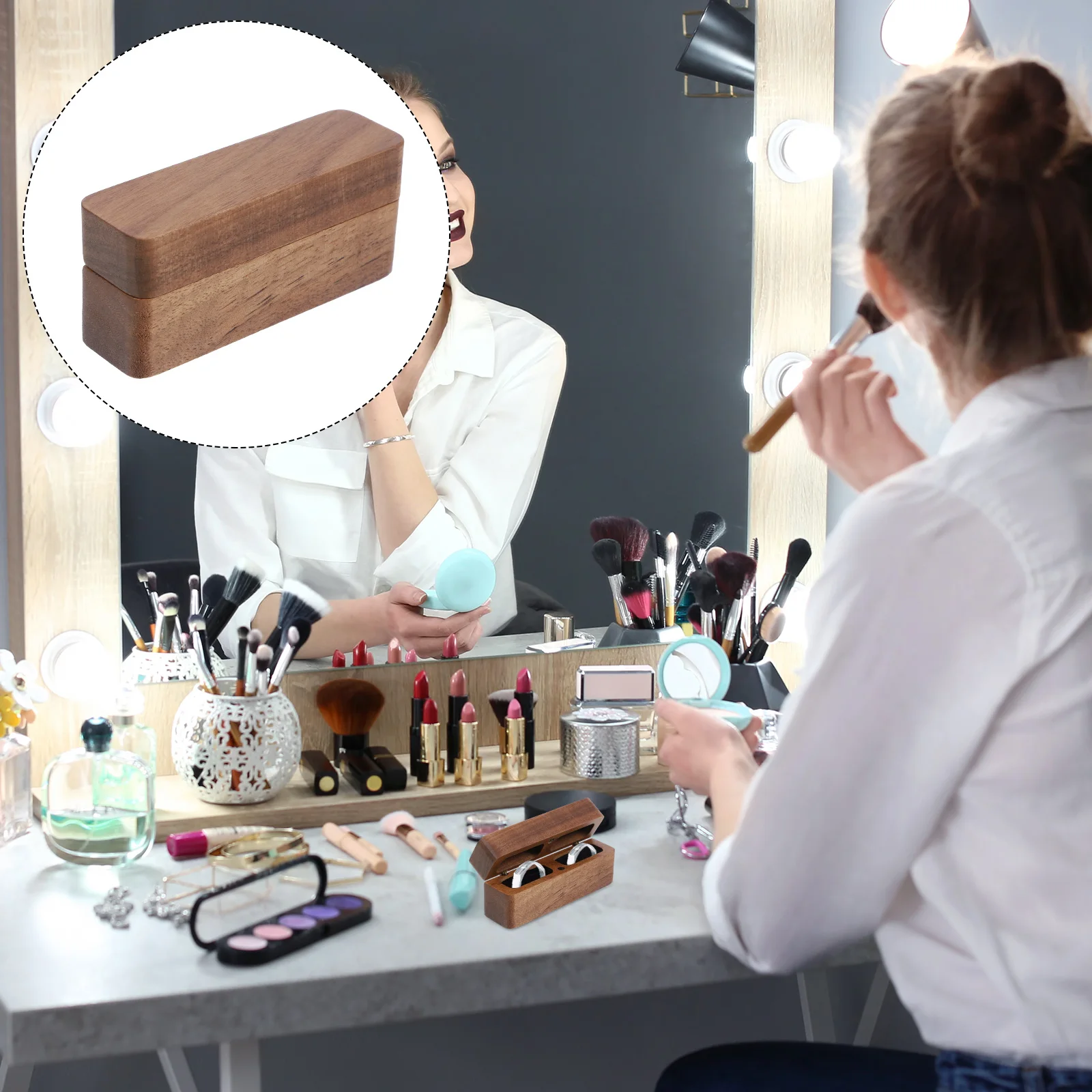 

Wooden Ring Box For Wedding Ceremony Large Capacity Jewelry Storage Case Earring Holder Gift Engagement Bridal Shower Ring