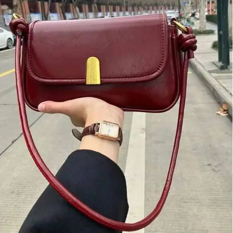 All Match Ins Vintage Fashion Shoulder Bags Office Lady Korean Chic Simple Handbags Elegant Y2k Women Retro Casual Underarm Bag