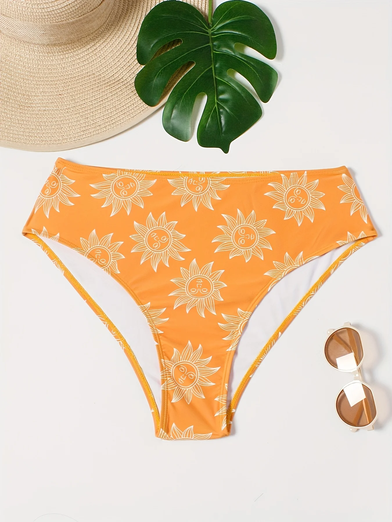 

Women's plus-size swimsuit bikini bottoms with sun print, vacation style